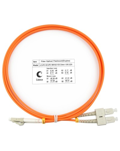 FOP-62-LC-SC-1,5m (7606c). Патч-корд оптический. CABEUS в Тольятти