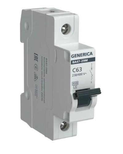 GENERICA ВА47-29М 1P C 63А 4,5кА (MVA21-1-063-C-G). Автоматический выключатель. IEK в Тольятти