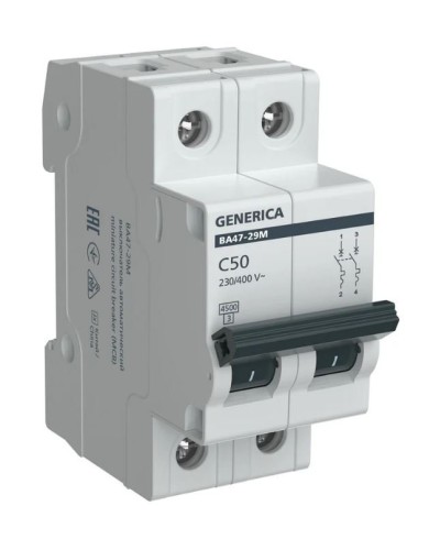GENERICA ВА47-29М 2P C 50А 4,5кА (MVA21-2-050-C-G). Автоматический выключатель. IEK в Тольятти