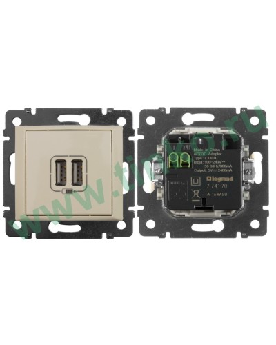 Розетка Valena двойная, USB, слоновая кость (774170). Розетка. LegranD в Тольятти