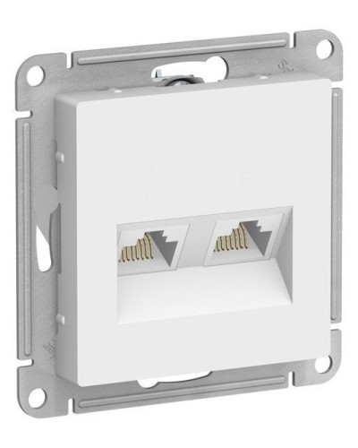 AtlasDesign розетка RJ45+RJ45, 2-местная, скрытой установки, механизм, белый (ATN000185). Розетка компьютерная. Systeme Electric в Тольятти