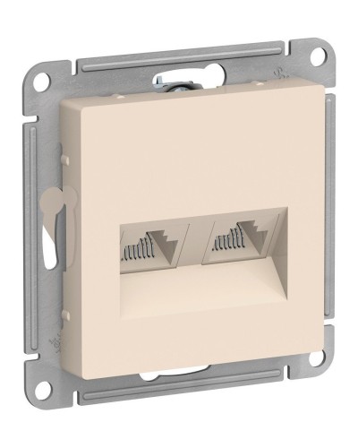 AtlasDesign розетка RJ45+RJ45, 2-местная, скрытой установки, механизм, бежевый (ATN000285). Розетка компьютерная. Systeme Electric в Тольятти