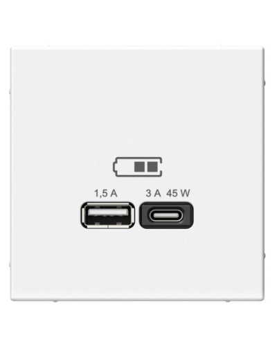 ArtGallery розетка USB тип-A+C 45Вт, скрытой установки, механизм, белый (GAL000129). Розетка USB. Systeme Electric в Тольятти