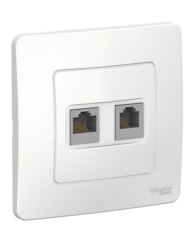BLANCA розетка RJ45+RJ11 2-местная, кат. 5Е, скрытой установки, белый (BLNIS045111). Розетка компьютерная + телефонная. Systeme Electric в Тольятти