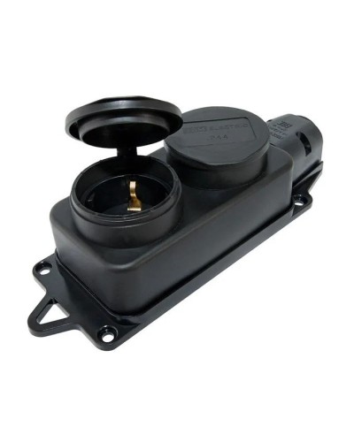Розетка двухместная 2Р+РЕ 16А 250В IP44 (SQ0612-0037). Розетка двухместная с заглушками каучук. TDM ЕLECTRIC в Тольятти