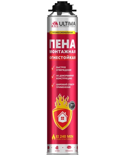 Пена огнестойкая ULTIMA PRO, 750 мл. Пена монтажная профессиональная. ULTIMA в Тольятти