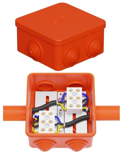 Коробка JBS080 85х85х50, 6 вых., 3P (0,15-10,0 мм²) (43301HF). Коробка монтажная, огнестойкая, без галогена. Экопласт в Тольятти