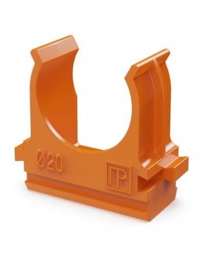 Крепёж-клипса для труб АБС-пластик оранжевая D20 (100 шт) (PR13.0064). Крепление для труб ПВХ. Промрукав в Тольятти